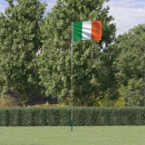 Steag Irlanda 90x150cm cu St&acirc;lp Aluminiu Telescopic 5.55m vidaXL, Suport Sol, Multicolor, Poliester