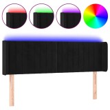 Cumpara ieftin Tablie de pat cu LED, negru, 147x16x78/88 cm, catifea