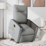 vidaXL Fotoliu electric masaj rabatabil cu ridicare, gri &icirc;nchis textil