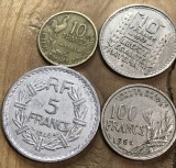 MNDSTR3 (LOT 4 ) FRANTA ANII 1940-1960 10 FRANCS, 5 FRANCS, 100 FRANCS