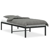 Cadru de Pat Metalic Single pentru 1 Persoana, 75x190 cm, Negru