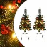VidaXL Brazi artificiali Crăciun pre-iluminați de alee 2 buc 76 cm PVC