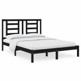 Cumpara ieftin Cadru de pat, negru, 140x190 cm, lemn masiv de pin