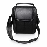 Cumpara ieftin Geanta de mana si umar, borseta din piele naturala Crossbody, 2 compartimente, buzunar telefon, 17 x 21 cm, Negru, magrot 26017