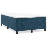 Cumpara ieftin Pat box spring cu saltea, albastru inchis, 120x190 cm, catifea