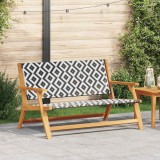 Banca Gradina vidaXL Neagra/Alba, Lemn Acacia, 122x76x73.5cm, 2 Locuri, Interior/Exterior, Design Modern Geometric