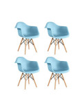 Set 4 scaune Cosy Heinner Home, sezut plastic, picioare lemn, HR-SCHRCOSY-BLU, Albastru