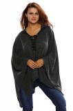 Cumpara ieftin BL847-61 Poncho gri cu gluga si snur in fata
