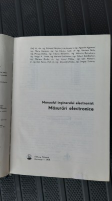 MANUALUL INGINERULUI ELECTRONIST. MASURARI ELECTRONICE - EDMOND NICOLAU foto