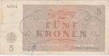 GERMANIA Theresienstadt 5 Kronen 1943 WWII Cehoslovacia Bohemia and Moravia