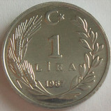 Cumpara ieftin Moneda 1 LIRA - TURCIA, anul 1987 *cod 2788 B = UNC, Europa, Aluminiu