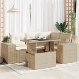 VidaXL Set canapele de grădină cu perne, 5 piese, bej, poliratan 3326789