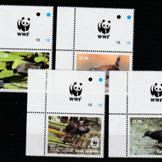 Cook Islands 2014-Fauna,WWF,Pasari,serie (partea I) 4 val.dant.,cu vigneta WWF