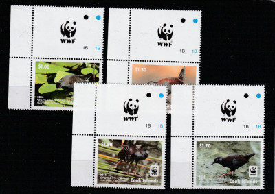 Cook Islands 2014-Fauna,WWF,Pasari,serie (partea I) 4 val.dant.,cu vigneta WWF foto