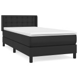 Cumpara ieftin Pat box spring cu saltea, negru, 90x190 cm, piele ecologica