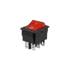 Intrerupator basculant rocker iluminat rosu ON, ON, 30A 250V AC, 22x30 mm, montaj panou, KCD4-0301-22-30A-RED