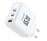 Lemontti Incarcator Retea GaN 65W 2x USB-C 1x USB-A Fast Charge Alb
