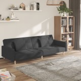 Gossi canapea extensibila cu 2 locuri, 2 perne, gri inchis, textil