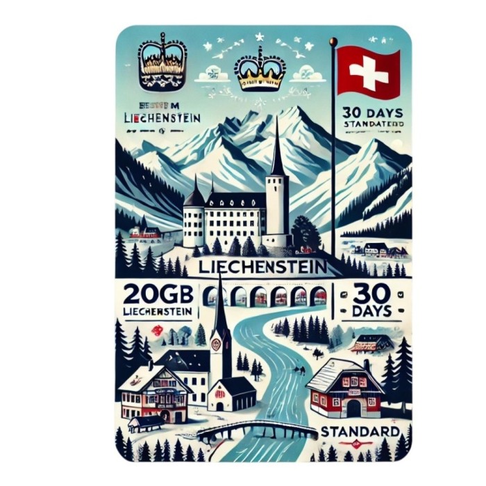 eSIM Liechtenstein, 20GB, 30 Days, Standard