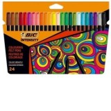 Carioci Intensity, cerneala lavabila, 24 culori/set BIC