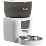 PawHut Distribuitor Automat de Hrană pentru Pisici 4L, WiFi 2.4G, Control App cu &Icirc;nregistrare 10s, Bol, Alb | Aosom Romania
