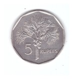 Moneda Seychelles 5 rupees 1992, stare buna, curata