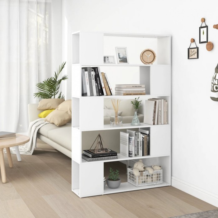 Gossi biblioteca/separator camera, alb, 100x24x155 cm, pal