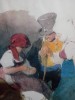 Tablou deosebit lucrat in creion si acuarela, Portrete, Realism