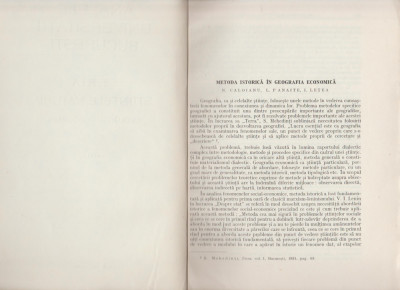 N Caloianu, L Panaite, I Letea - Metoda istorica in geografia economica foto