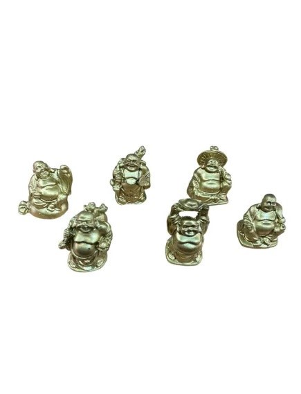 Statuieta buddha aurii pentru prosperitate cu Pepita si Sac 4,5 cm