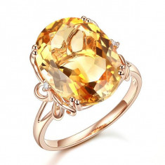 Inel Borealy Aur Roz 18 K 8 2 ct Yellow Citrin Natural Luxury Butterfly foto