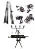 Set 4 Lansete Carbon 3, 90m, 2 Segm, 4 Mulinete Tambur 12.000, Rod Pod, Senzori