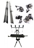 Set 4 Lansete Carbon 3, 90m, 2 Segm, 4 Mulinete Tambur 12.000, Rod Pod, Senzori