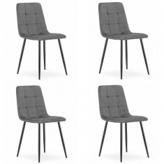 Set 4 scaune bucatarie/living, Artool, Kara, catifea, metal, gri si negru, 44.5x50.5x87 cm GartenVIP DiyLine