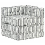 Fotoliu puf modular, gri cu dungi, material textil