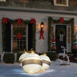 Decoratiune Exterioara de Craciun Model Glob de Craciun Gonflabil Iluminat LED RGB, Culoare Alb si Diametru 60 cm, Familly Christmas
