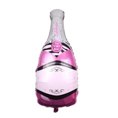 Balon din folie metalizata, flippy, figurine, model sticla de sampanie, 49x100 cm, ambalaj individual, pai inclus, umflare cu aer sau heliu, mov