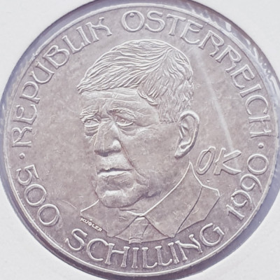 429 Austria 500 Schilling 1990 Oskar Kokoschka km 2994 argint foto