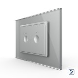 Intrerupator dublu wireless Livolo touch, rama sticla gri, standard italian
