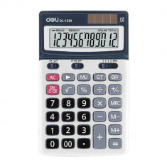 Calculator de Birou Deli Core, 12 Digits, 185x135x38 mm, Alimentare Baterie, Corp din Plastic Gri, Calculatoare Birou, Calculator 12 Digits, Calculato