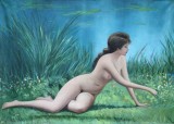 Cumpara ieftin Dezideriu HOPPE SUCIU-Nud &icirc;n natură, pictură pe p&acirc;nză, Ulei, Realism