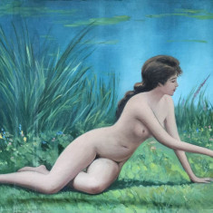 Dezideriu HOPPE SUCIU-Nud în natură, pictură pe pânză