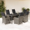Gossi set bistro de gradina cu perne, 7 piese, gri, poliratan