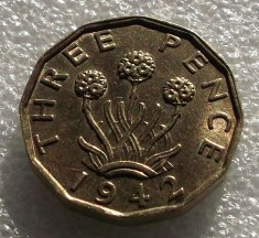 P1. ANGLIA / MAREA BRITANIE 3 Three Pence 1942 George VI stare foarte buna **