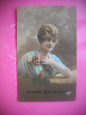 HOPCT 95155 ANUL 1917 FEMEI. .FEMEI-ROMANTICA-FELICITARE FRANTA -CIRCULATA foto