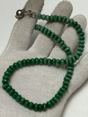 COLIER AVENTURIN VERDE Natural + ARGINT 925 - 49cm - Vintage ! foto