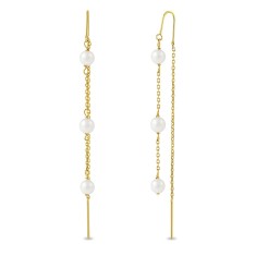 Cercei din Aur 14K, model Perle Suspendate