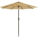 Umbrela rotunda de soare eMazing, pentru terasa, diametru 2.70 m, cu inclinare, manivelă, culoare crem