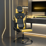 Cumpara ieftin Scaun de gaming de masaj, negru și auriu, piele ecologică