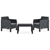 Cumpara ieftin Set mobilier de gradina cu perne, 3 piese, antracit, PP ratan